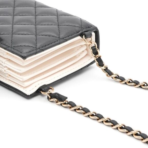 Chanel Card Case Card Holder Pass Case Black White Gold Coco Mark Logo Matelasse - Picture 5 of 10